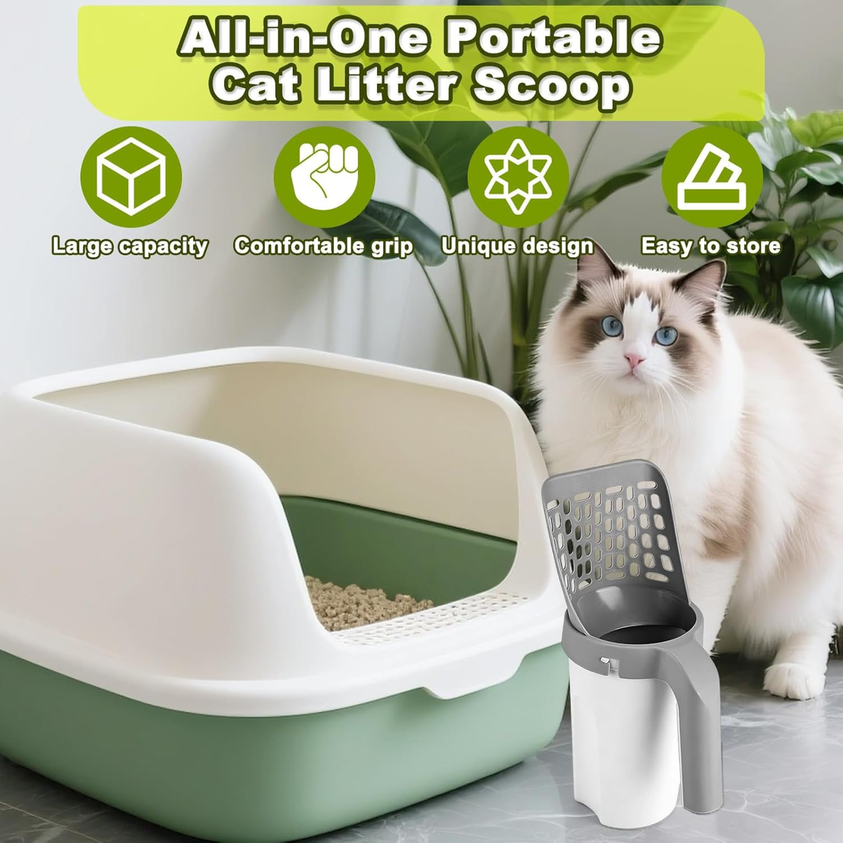 Pala Arenero Para Gatos + Kit de Bolsas